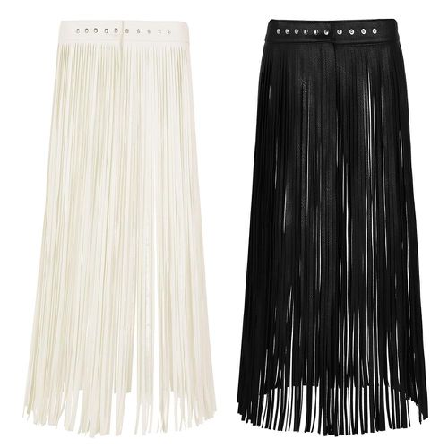 High Waist Faux Leather Tassels Skirt - musthaveskirts - Modalova