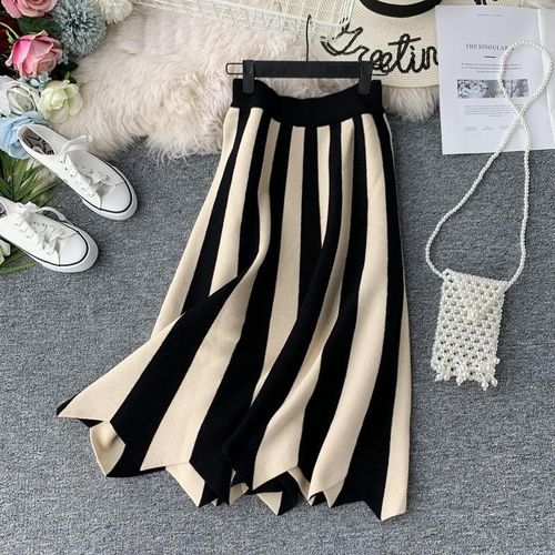 Striped Color Blocked Skirt - musthaveskirts - Modalova