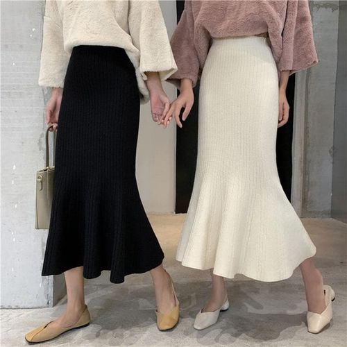 Ruffled Knit Long Skirt - musthaveskirts - Modalova