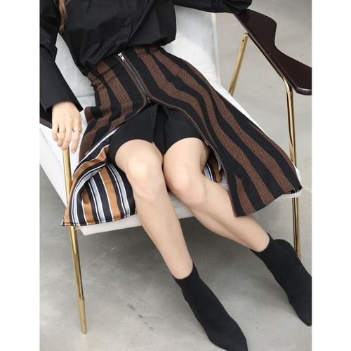 Loose Mid Caif Stripe Skirts - musthaveskirts - Modalova