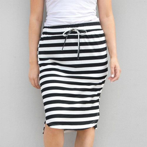 Stripe Knee Length Skirt - musthaveskirts - Modalova