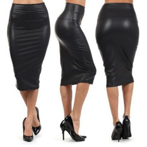 PU Leather Plus Size High Waist Pencil Skirts - musthaveskirts - Modalova
