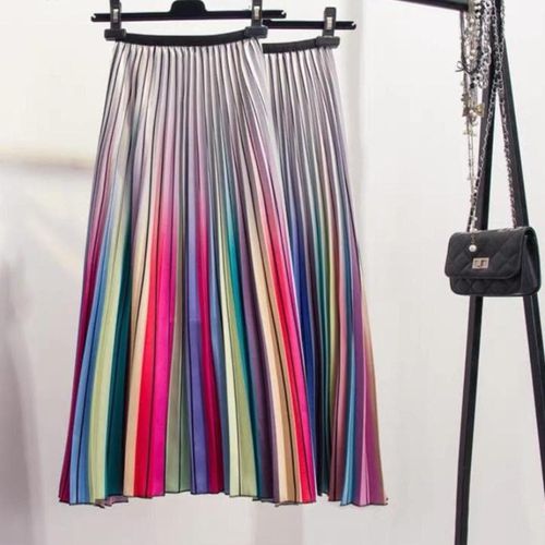 Rainbow Striped A-line Mid-Calf Skirts - musthaveskirts - Modalova