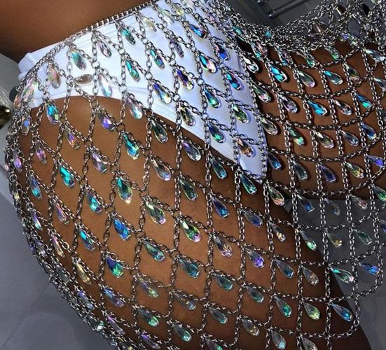 Metal Glitter Crystal Diamonds Skir - musthaveskirts - Modalova