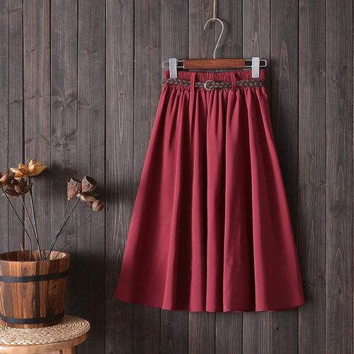 Length Summer Skirt Women With Belt - musthaveskirts - Modalova