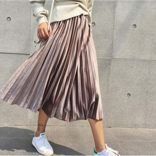 Female Velvet Pleated Skirts - musthaveskirts - Modalova