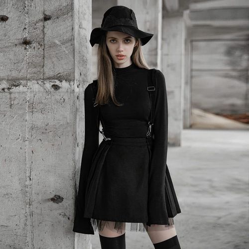 Plaid Suspender Half Skirt - musthaveskirts - Modalova