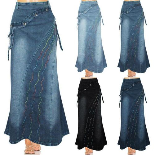 Pocket Mermaid Big Hem Jean Skirt - musthaveskirts - Modalova