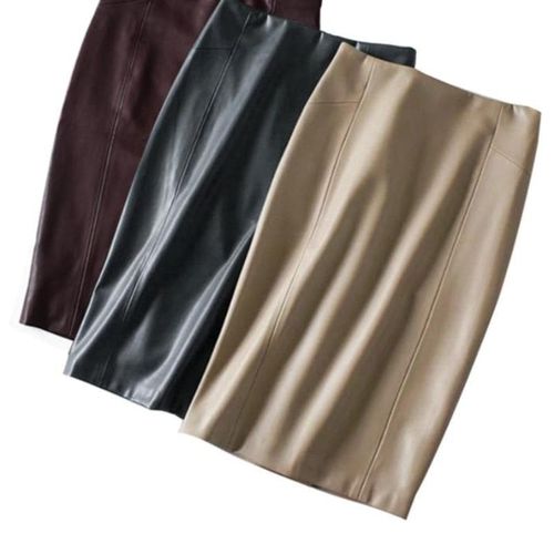 Soft PU Leather Pencil Midi Skirt - musthaveskirts - Modalova