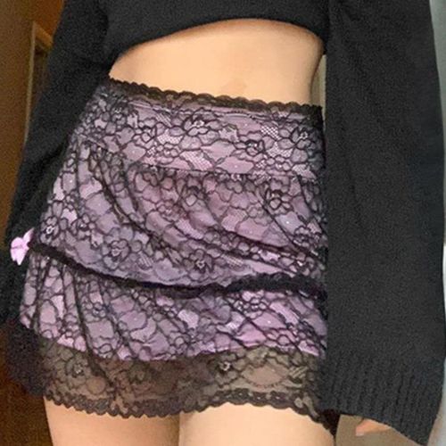 Patchwork Lace Gothic Skirt - musthaveskirts - Modalova