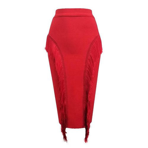 Patchwork Tassel Bandage Skirts - musthaveskirts - Modalova