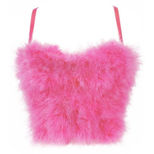 Faux Fur Solid Pink Performance Crop Top - musthaveskirts - Modalova