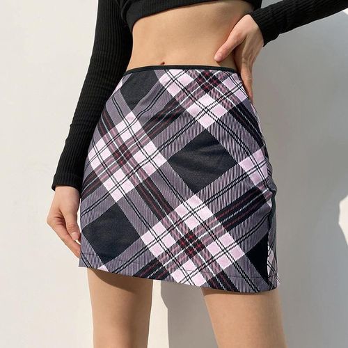 Stripe Plaid Pattren Mini Skirts - musthaveskirts - Modalova