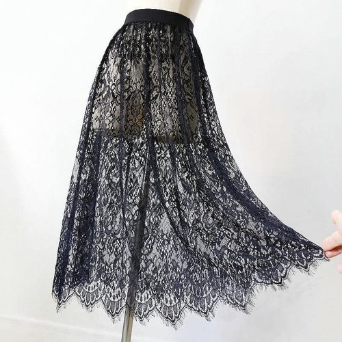 Mesh Lace Transparent Long Tulle Skirt - musthaveskirts - Modalova
