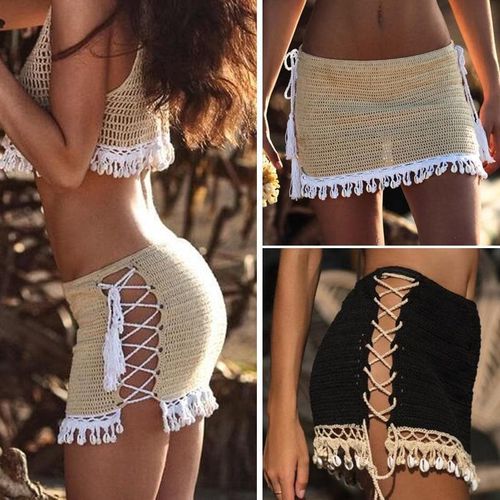 Casual Beach Running Lace See Through Slim Mini Skirts - musthaveskirts - Modalova
