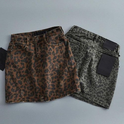 Leopard Printed Skinny A-Line Skirts - musthaveskirts - Modalova