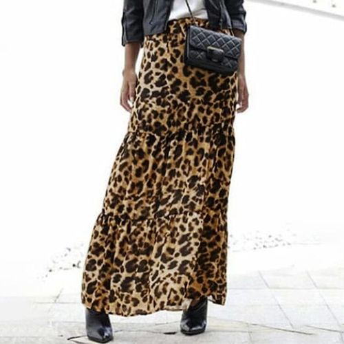 Summer Casual Long Leopard Print Skirts - musthaveskirts - Modalova