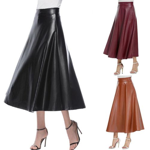 Ladies Pu Leather Long Skirts - musthaveskirts - Modalova