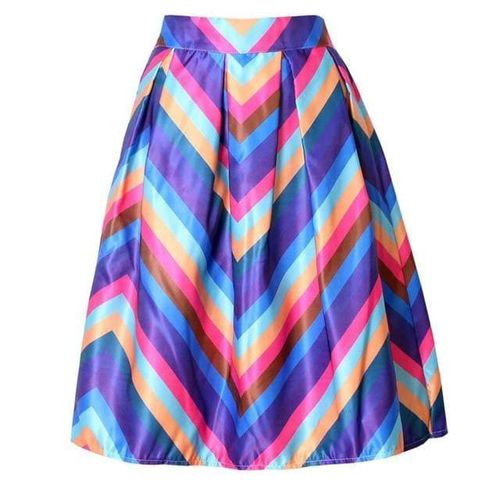 Rainbow Striped Fringe Printed Skirt - musthaveskirts - Modalova