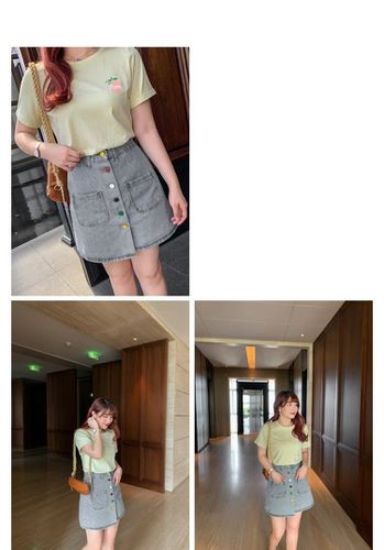 Summer Contrast Single Breasted Skirt - musthaveskirts - Modalova
