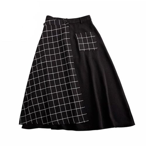 Spring Plaid Patchwork Detachable Skirts - musthaveskirts - Modalova