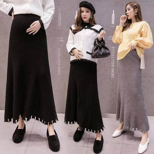 Maternity High Waist Open Fork Knitted Skirts - musthaveskirts - Modalova