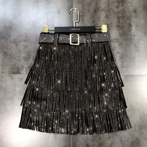 Multi Layer Cake Skirt With Belt - musthaveskirts - Modalova