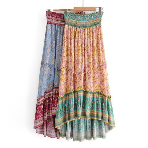 Loose Floral Print Long Skirt - musthaveskirts - Modalova