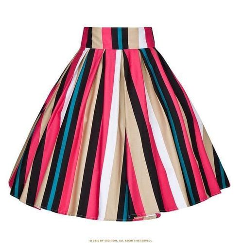 Striped Cotton Swing Vintage Skirts - musthaveskirts - Modalova