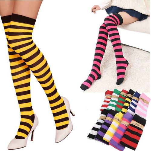 Long Stripe Printed Socks - musthaveskirts - Modalova