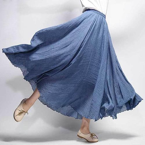 Women's Elegant High Waist Linen Maxi Skirt - musthaveskirts - Modalova