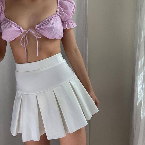 Pleated High Waist Mini Skirt - musthaveskirts - Modalova