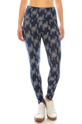 Long Yoga Style Banded Lined Multi Printed Knit Legging With High Waist - KandyKouture - Modalova