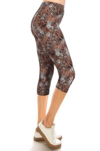 Printed, High Waisted, Capri Leggings With An Elasticized Waist Band - KandyKouture - Modalova