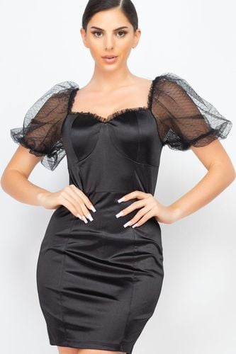 Lace Sleeves Back Zipped Mini Dress - KandyKouture - Modalova