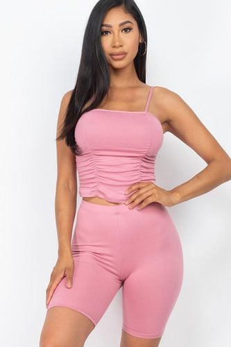 Camisole Ruched Sleeveless Top & Biker Shorts Set - KandyKouture - Modalova