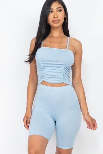 Camisole Ruched Sleeveless Top & Biker Shorts Set - KandyKouture - Modalova