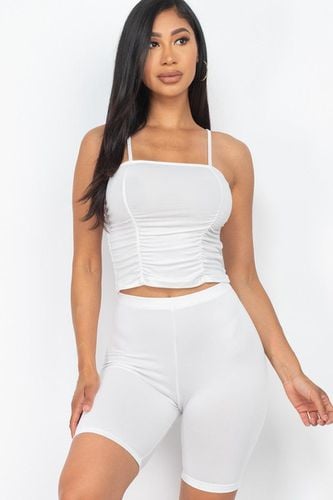 Camisole Ruched Sleeveless Top & Biker Shorts Set - KandyKouture - Modalova