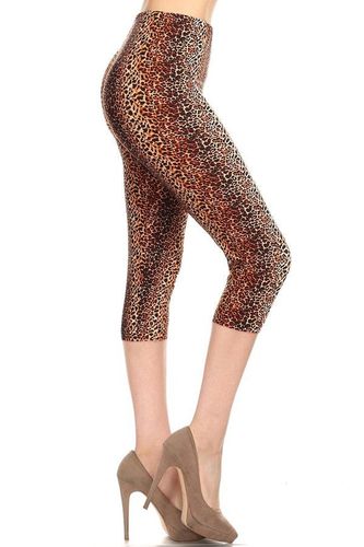 Multi-color Print, Cropped Capri Leggings In A Fitted Style With A Banded High Waist - KandyKouture - Modalova