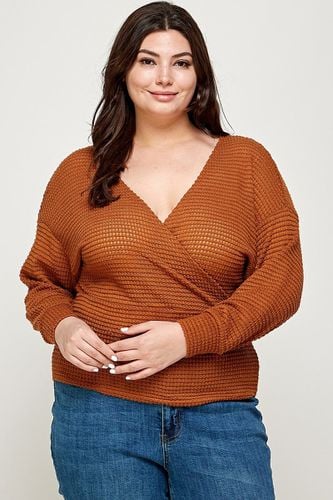 Plus Size Textured Waffle Sweater Knit Top - KandyKouture - Modalova