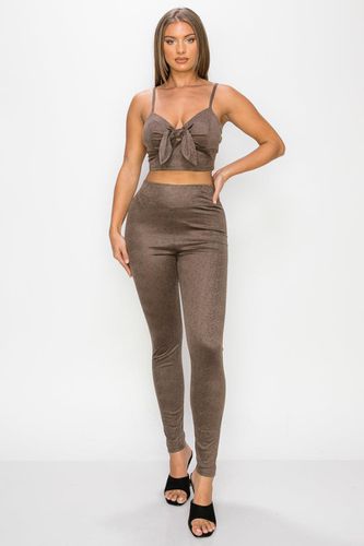 Embossed Snake Print Top And Leggings Set - KandyKouture - Modalova