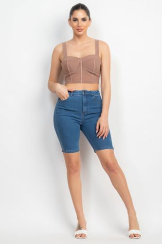 Contrasting Mesh Padded Tank Top - KandyKouture - Modalova