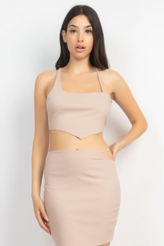 Asymmetrical Cross Back Top & Skirts Set - KandyKouture - Modalova