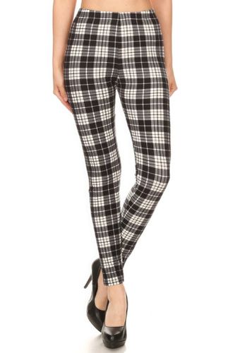 Plaid High Waisted Leggings In A Fitted Style, With An Elastic Waistband - KandyKouture - Modalova