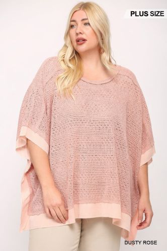 Light Knit And Woven Mixed Boxy Top With Poncho Sleeve - KandyKouture - Modalova