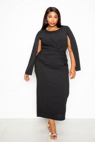 Cape Sleeve Dress With Knot Detail - KandyKouture - Modalova