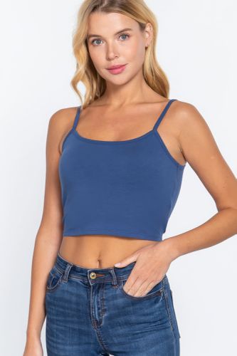 Round Neck W/removable Bra Cup Cotton Spandex Bra Top - KandyKouture - Modalova