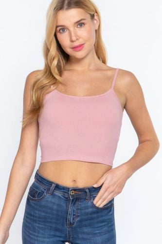 Round Neck W/removable Bra Cup Cotton Spandex Bra Top - KandyKouture - Modalova