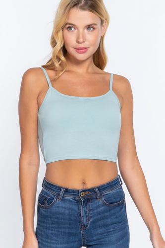 Round Neck W/removable Bra Cup Cotton Spandex Bra Top - KandyKouture - Modalova