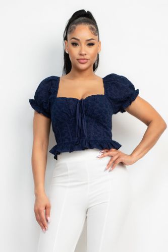 Eyelet Embroidered Smock Top - KandyKouture - Modalova